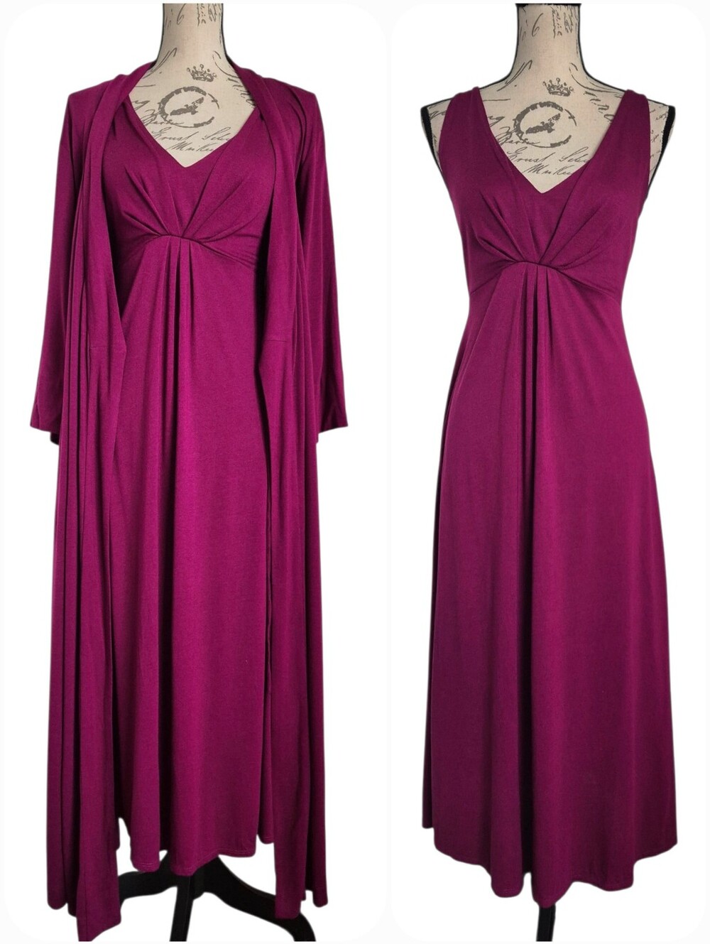 Natori Shangri-La Modal Robe Aphrodite Slip Nightgown Dress XS Pajama Set